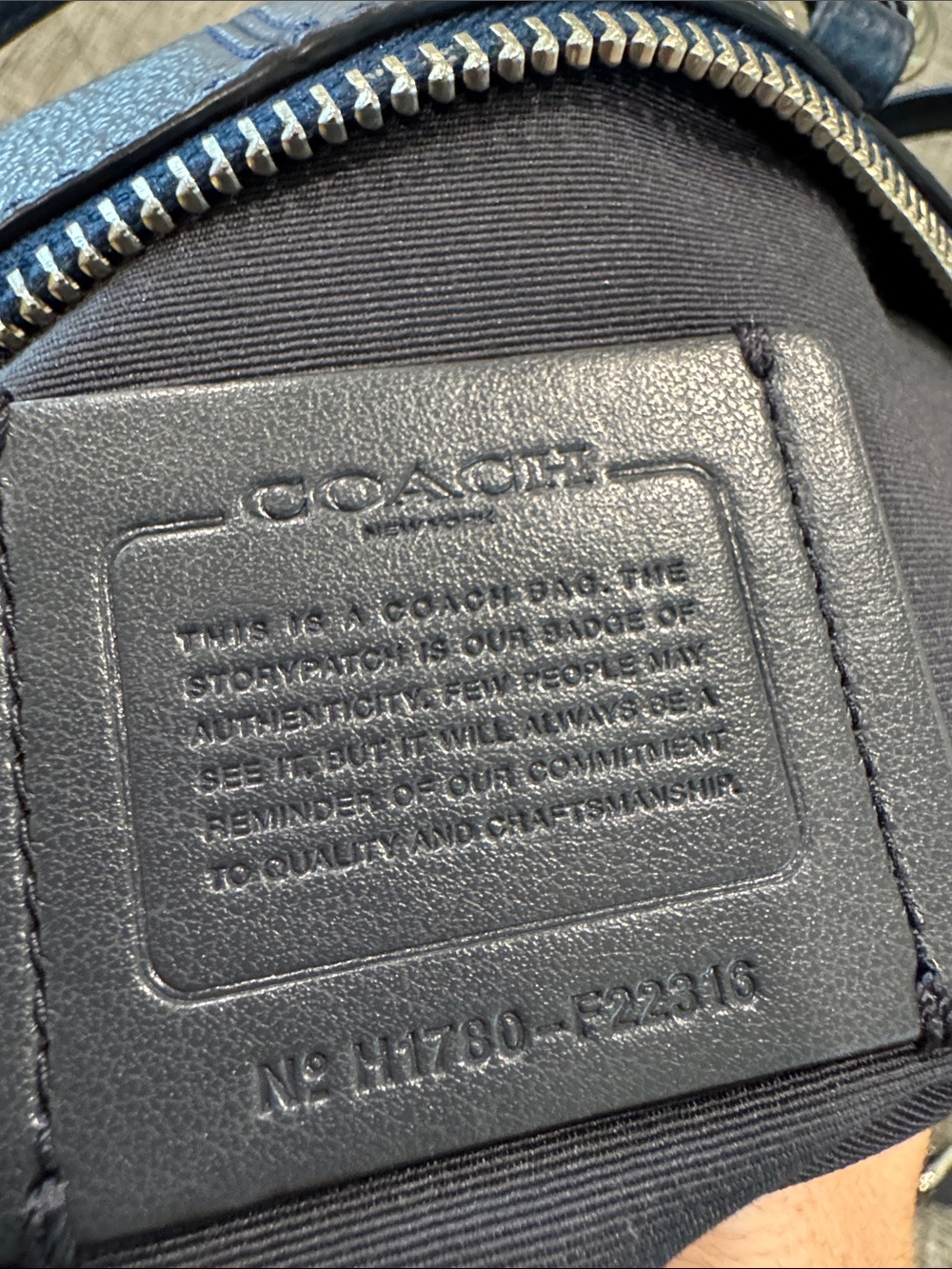 COACH Bag Mini Kelsey Pebbled Leather Metallic Navy Tote Crossbody - Picture 14 of 17
